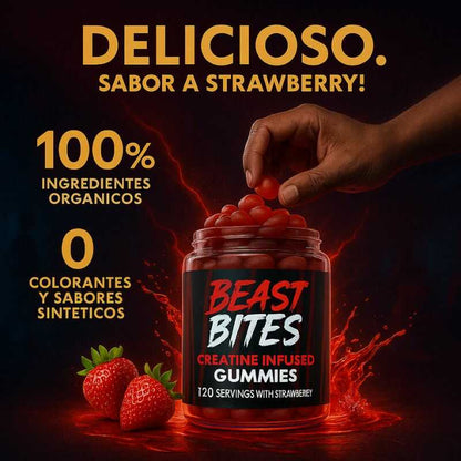 |Gomitas de Creatina Monohidratada de 5gr|Beast Bites™ Strawberry